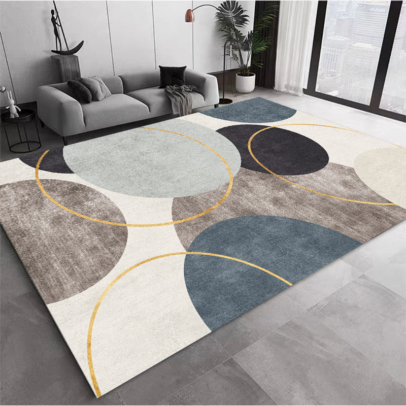 Modern Geometric Washable Rug – Stain-Resistant Polyester Area Rug
