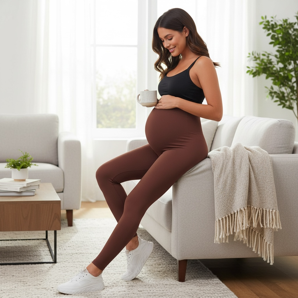 Maternity Leggings with Belly Support – Full-Length, Quick-Dry