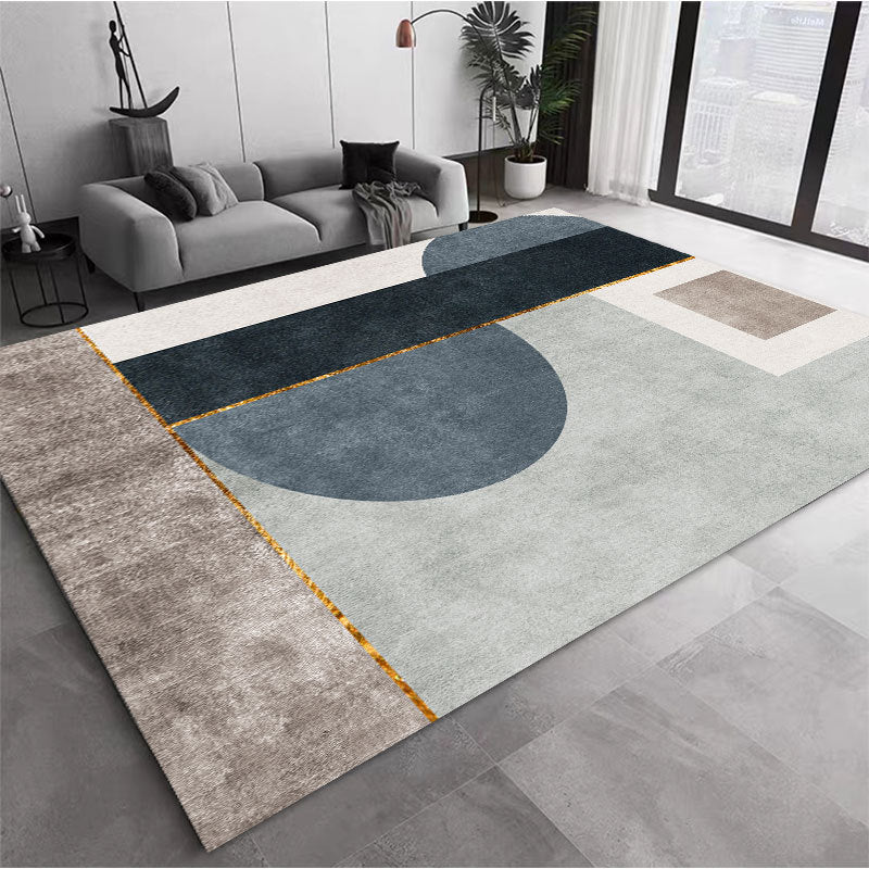 Modern Geometric Washable Rug – Stain-Resistant Polyester Area Rug