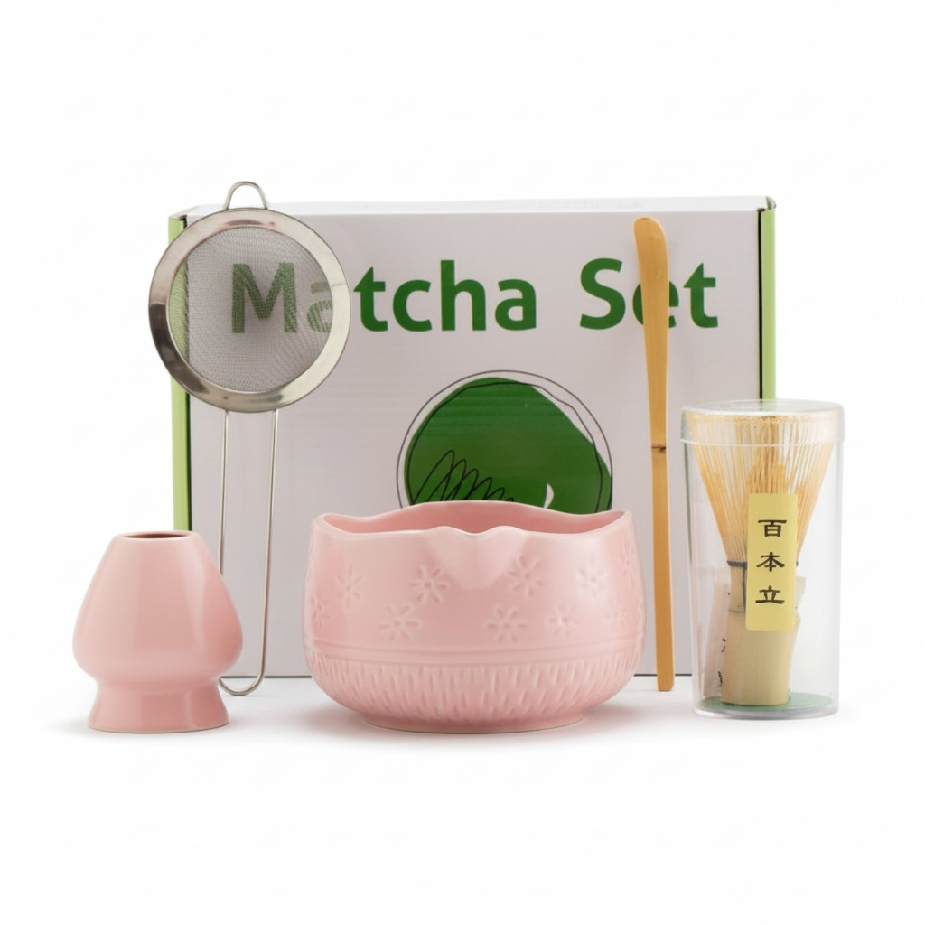 Matcha Bowl Set with Whisk & Stirrer | Hand-Painted Tea Set