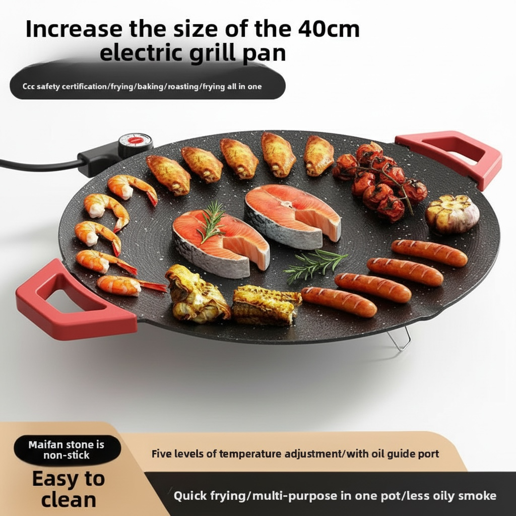 Smokeless Electric Grill Pan – Non-Stick, Portable Indoor Grill