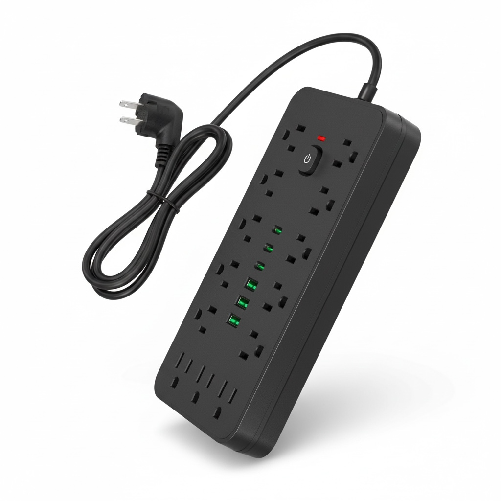 13‑Outlet Power Strip with USB & Type‑C, Surge Protection | Modern Goods Living