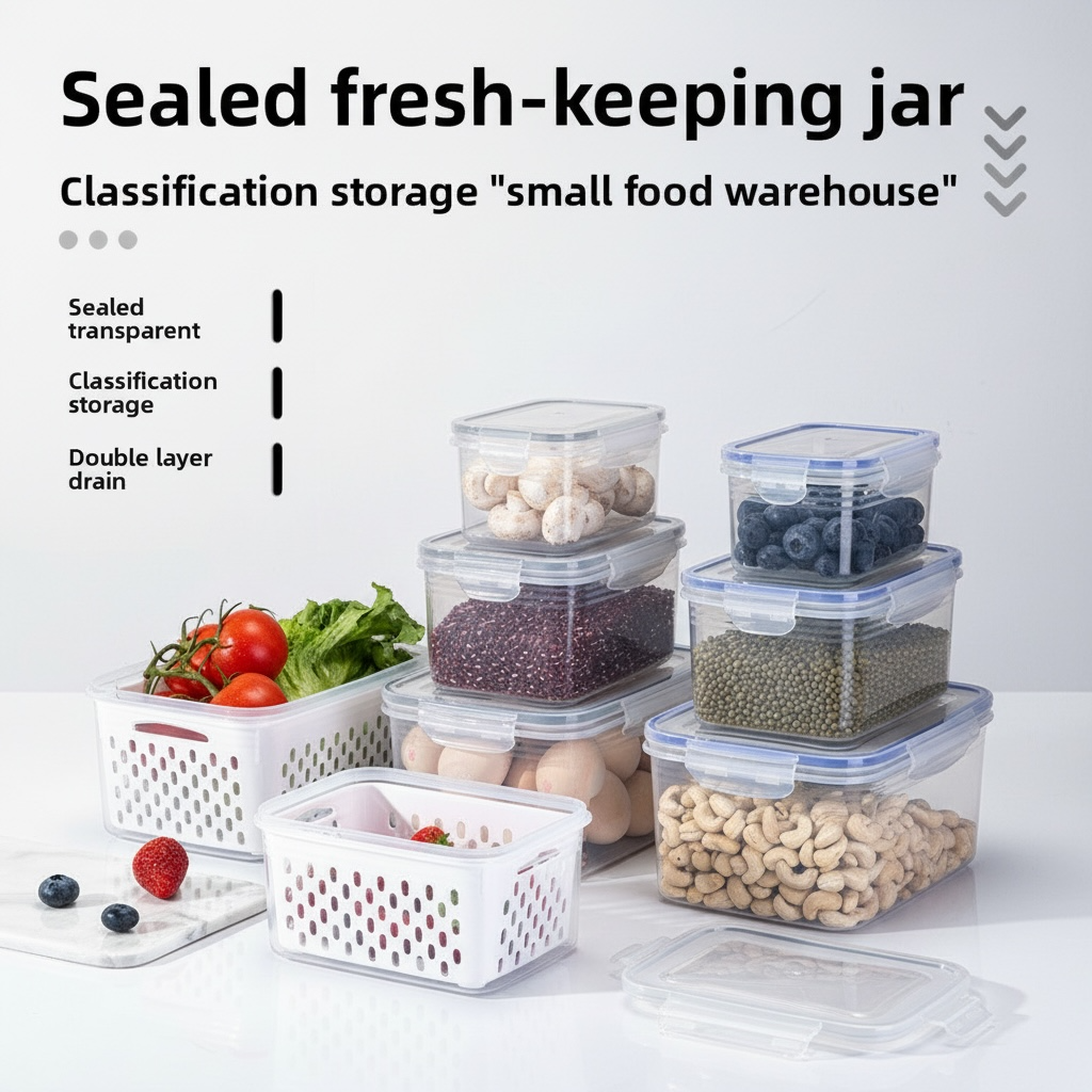 Airtight Food Storage Container 1–2L – Stackable Plastic Fresh-Keeping Box
