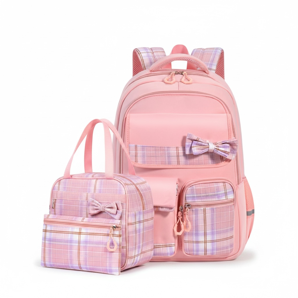 Butterfly Bow School Backpack – Large Capacity Waterproof Girls Bookbag