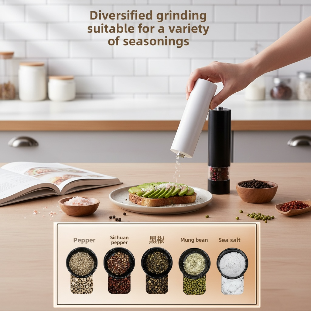 Electric Pepper Grinder – One-Touch Automatic Salt & Pepper Mill