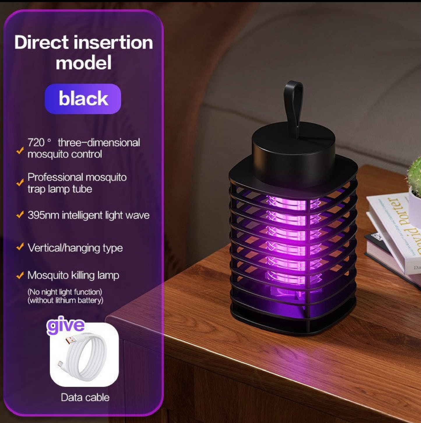 Electric Mosquito Killer Lamp – UV Light Bug Zapper, USB Rechargeable & Plug‑In, Quiet Indoor Insect Trap