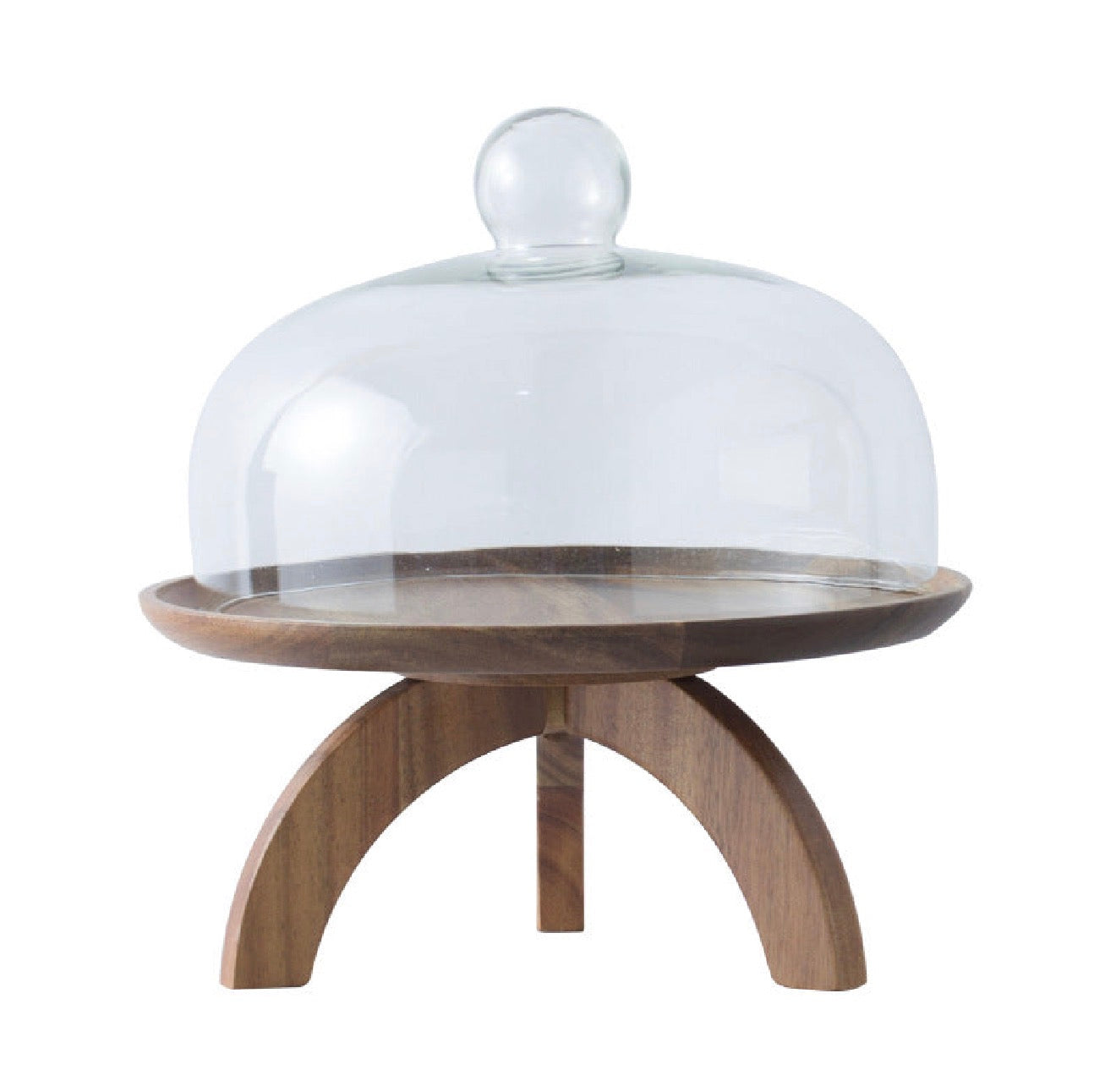 Acacia Wood Cake Pan with Glass Lid – Round Serving & Baking Dish in Multiple Sizes
