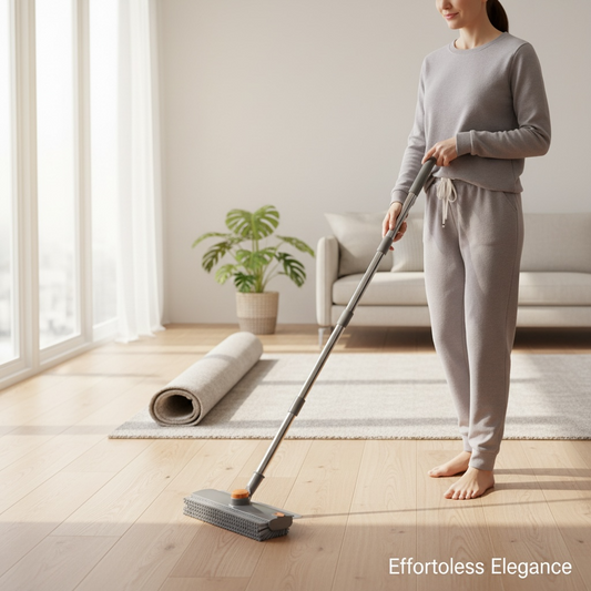 Long Handle Floor Scrub Brush with Scraper – Hard Bristle Tile & Grout Cleaning Brush