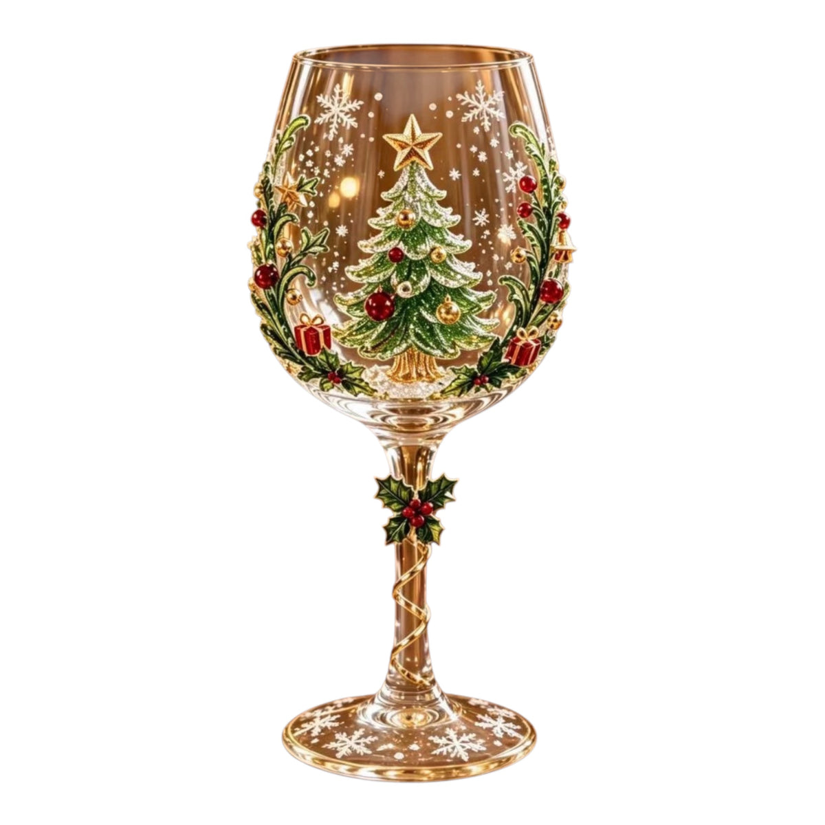 Christmas Art Stemmed Wine Glass – Holiday Cocktail Glasses