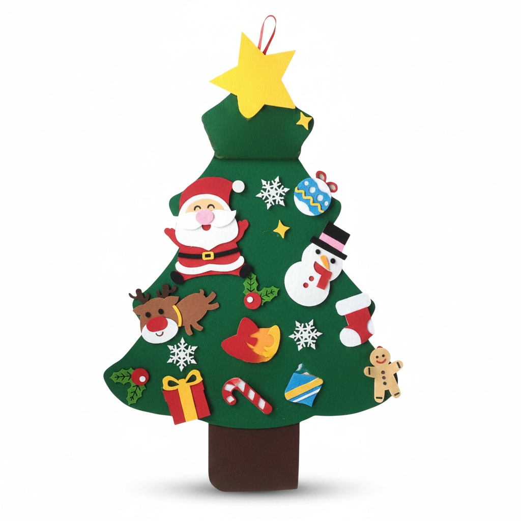 DIY Felt Christmas Tree for Kids – 105cm Wall Hanging with Ornaments