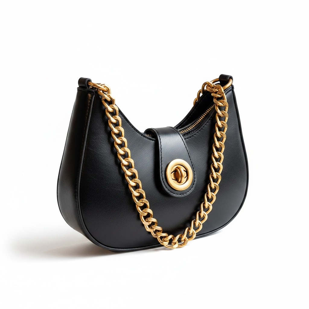 Mini Chain Accent Leather Bag – Trendy Crossbody/Shoulder
