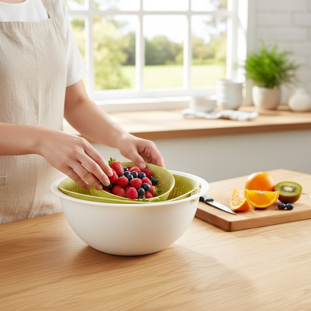 Dual-Layer Drain Basket for Fruits & Vegetables – 23cm