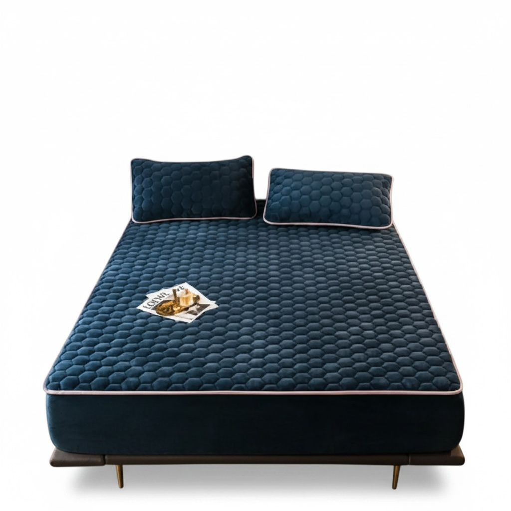 Quilted Bed Sheet – All-Season Polyester Down-Velvet Filled Mattress Cover