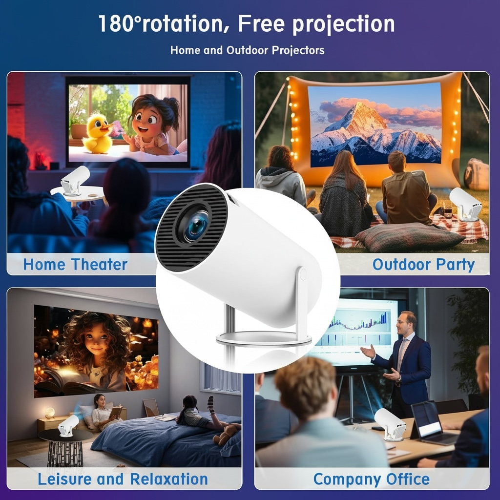HD Home Projector 1280×800 – Portable, HDMI & Smart