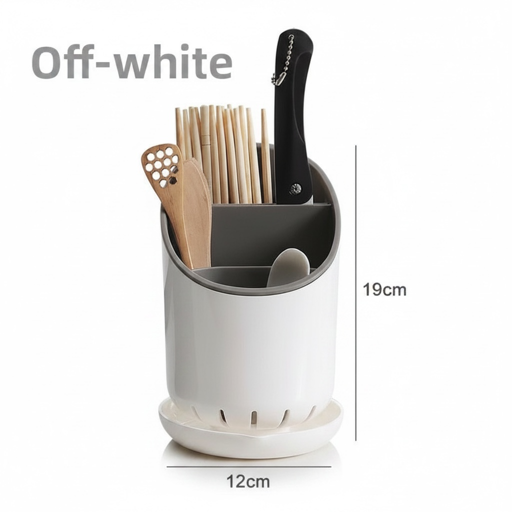 Multi-Layer Draining Chopstick & Utensil Holder – Round Countertop Kitchen Organizer