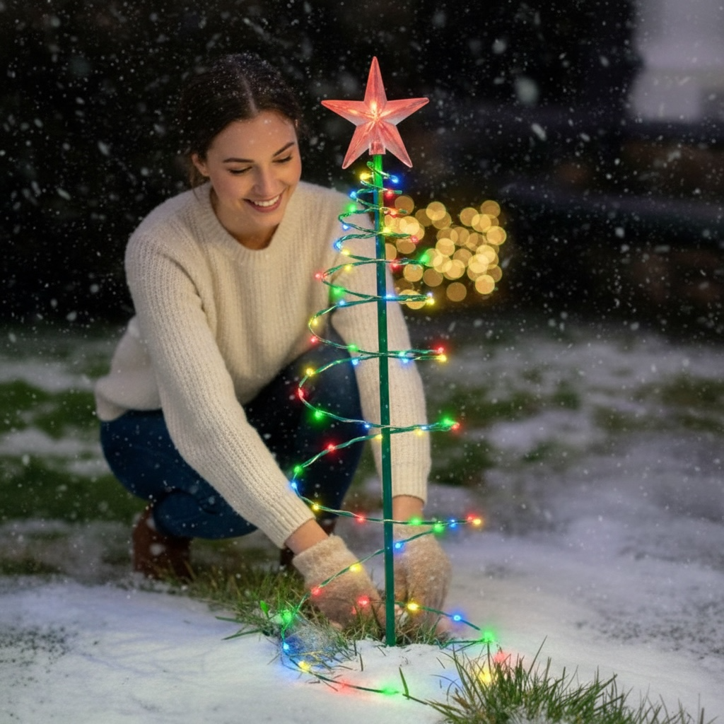 Solar Christmas Tree Garden Light – IP65 Outdoor LED Holiday Decoration