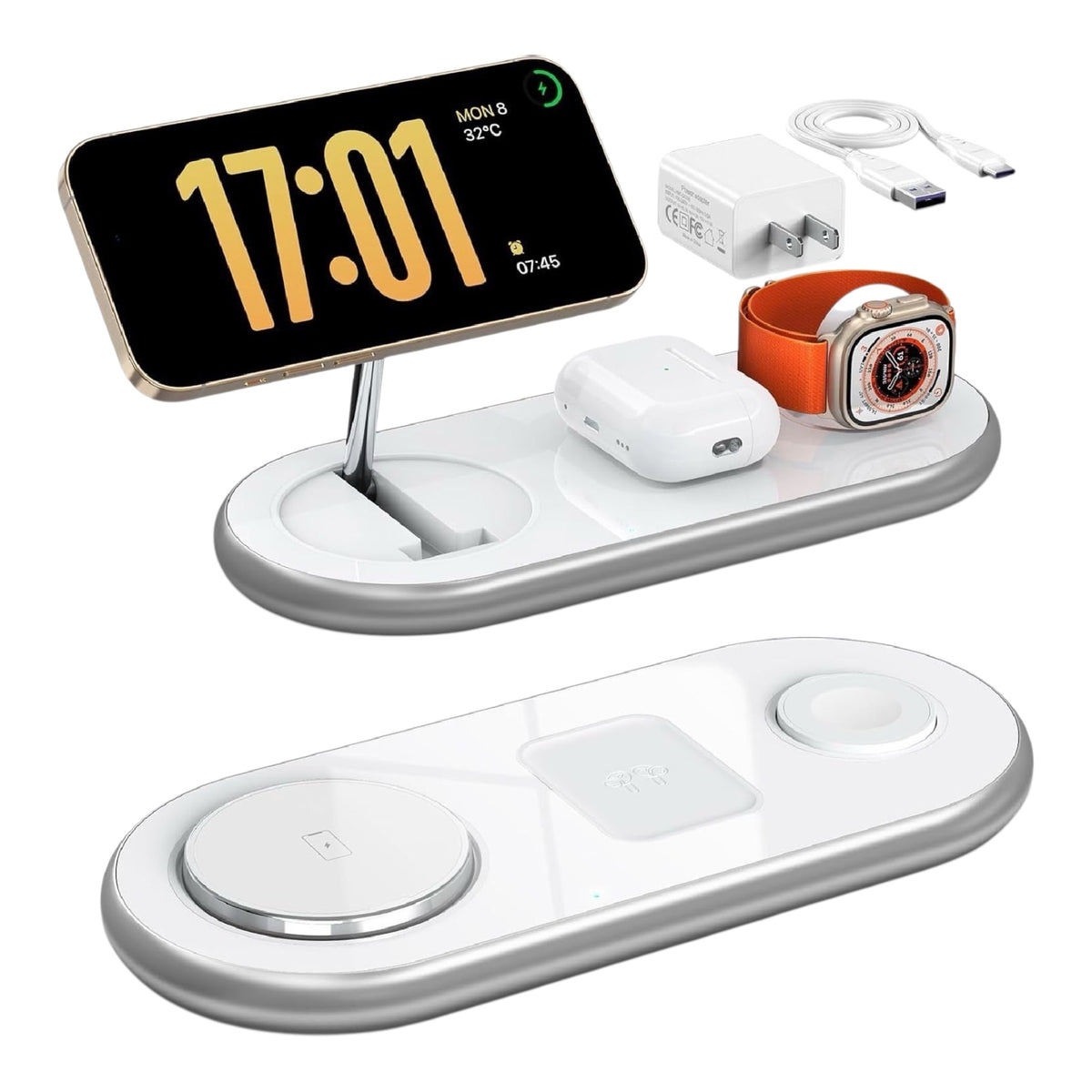3-in-1 Magnetic Wireless Charging Station – 18W Fast Charger