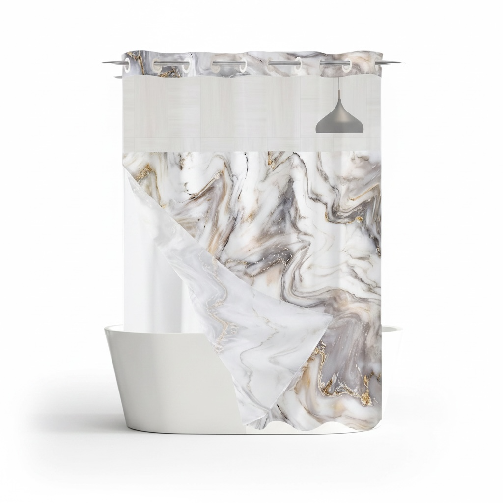 Hook-Free Shower Curtain – Waterproof & Custom Print