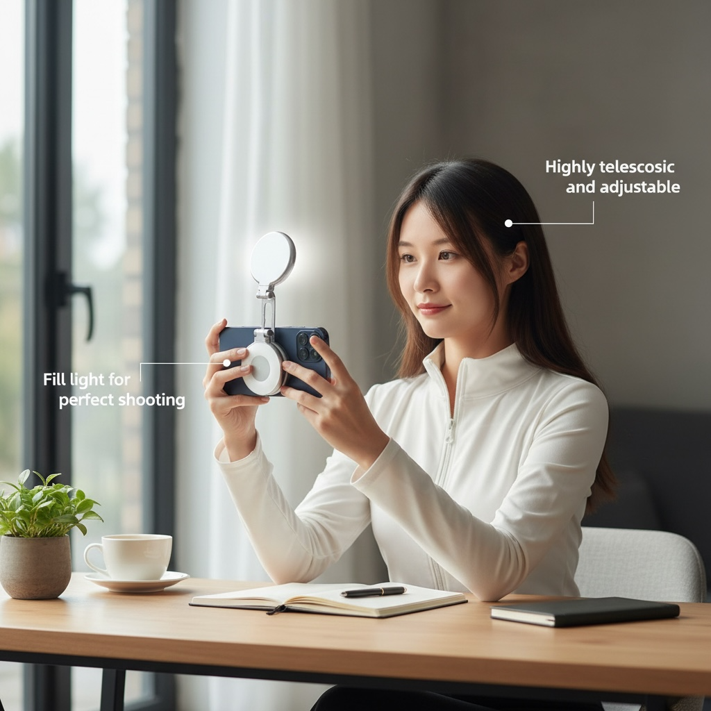 Magnetic Phone Selfie Light – Portable Foldable Mini Fill Light with 3 Color Temperatures (10W)