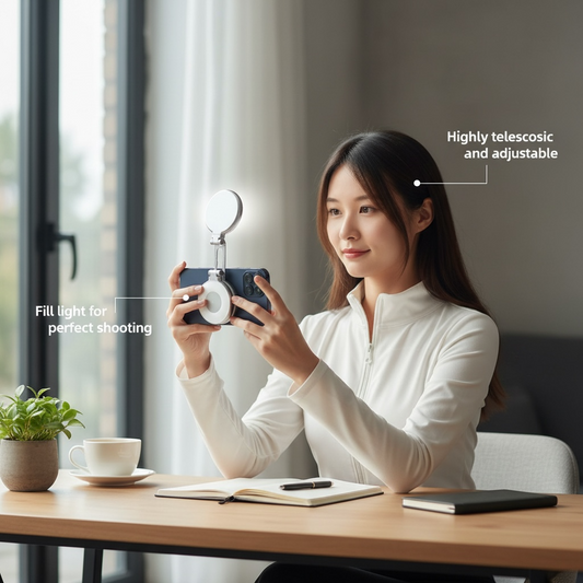 Magnetic Phone Selfie Light – Portable Foldable Mini Fill Light with 3 Color Temperatures (10W)