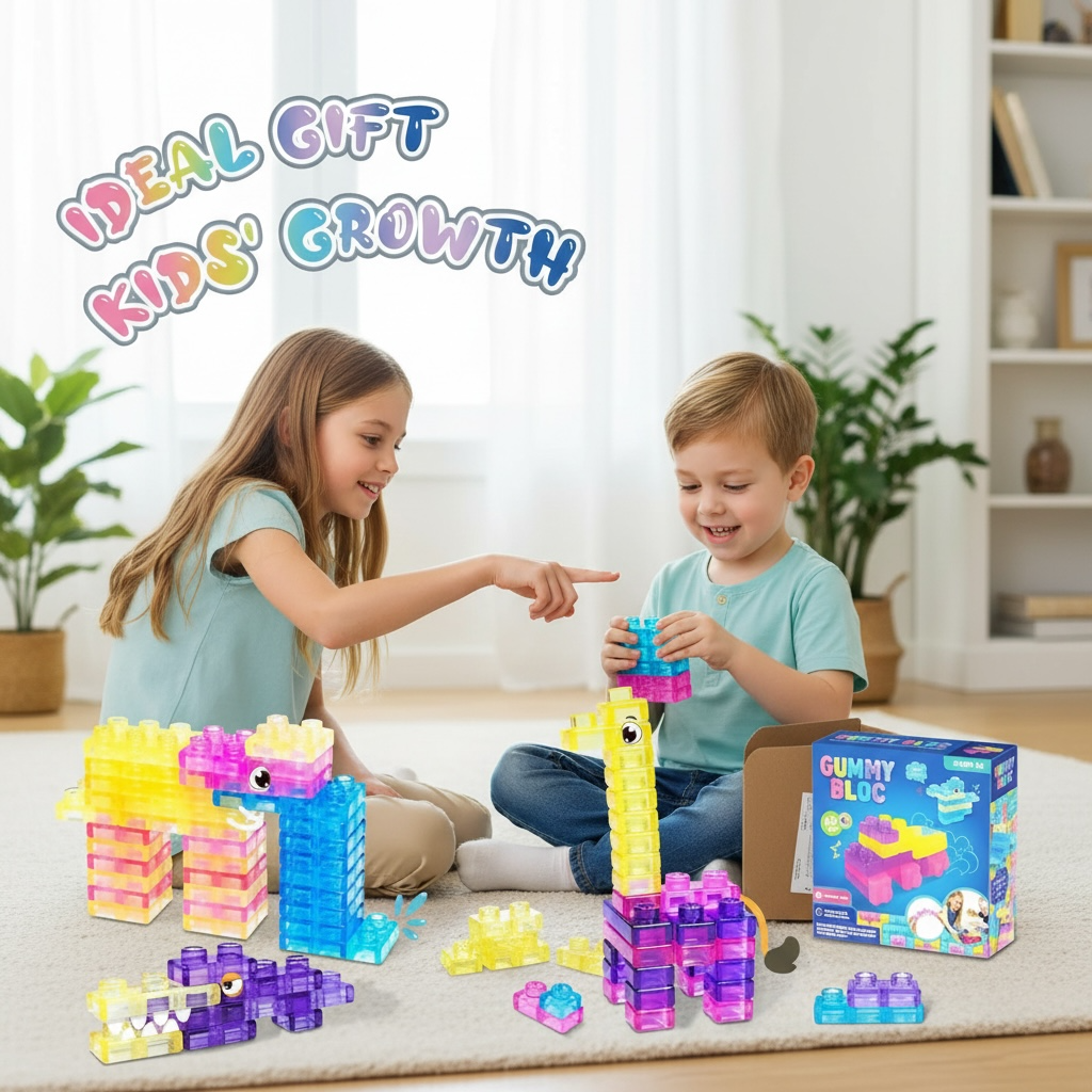 Squishy Jelly Building Blocks (40 pcs) – Sensory Fidget Toy for Kids, Stress Relief & Creative Play