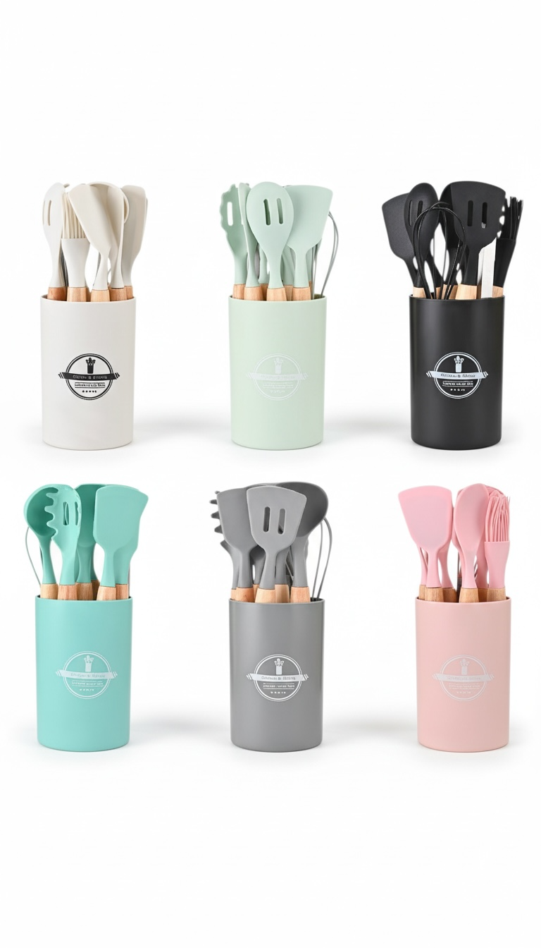 12‑Piece Heat‑Resistant Silicone Kitchen Utensil Set with Holder | Modern Goods Living