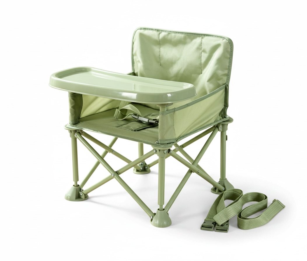 Portable Baby Beach & Dining Chair with Umbrella | Foldable Metal Kids Chair