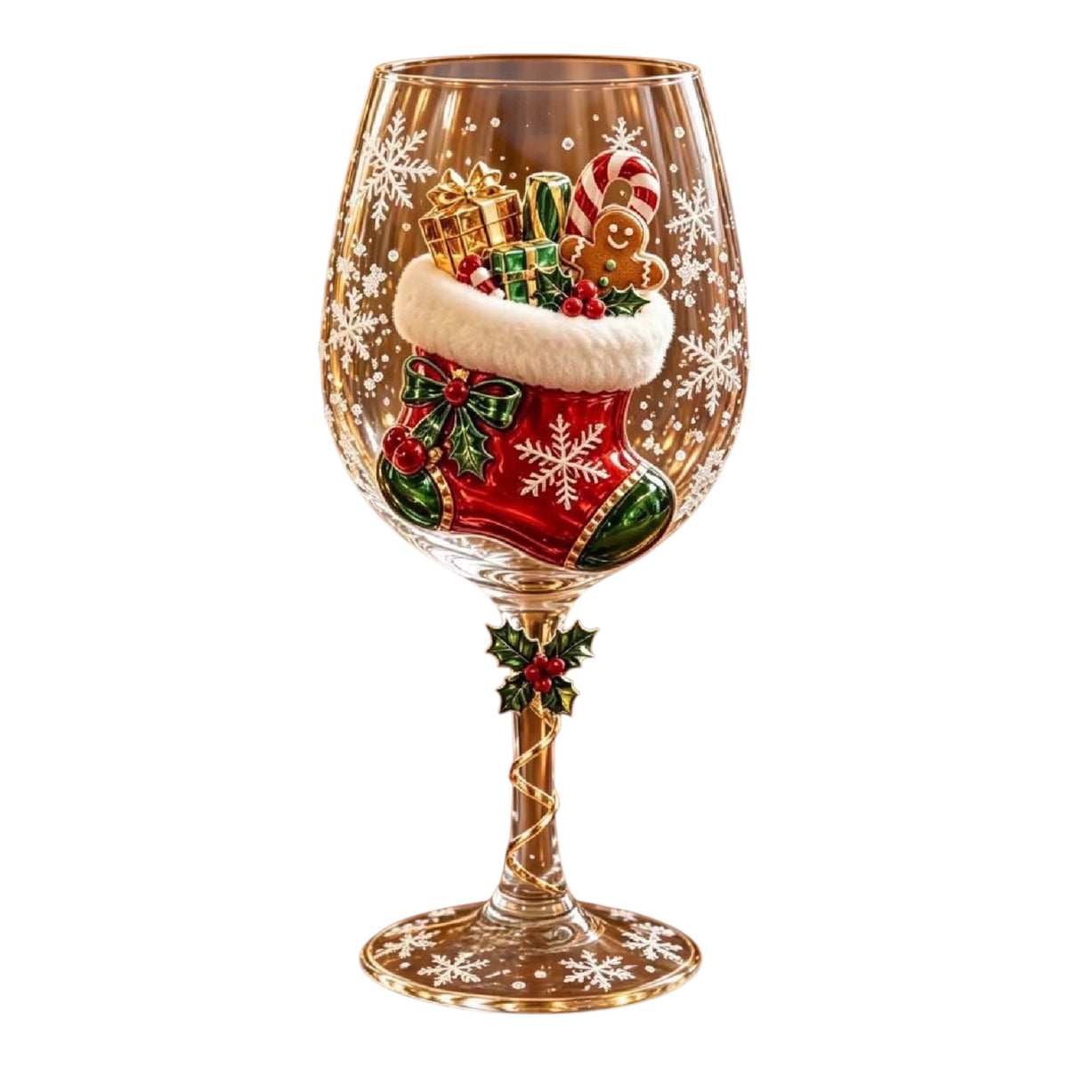 Christmas Art Stemmed Wine Glass – Holiday Cocktail Glasses