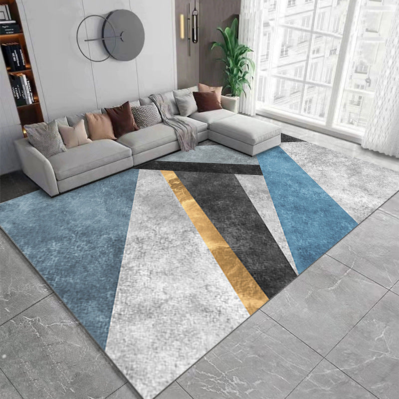 Modern Geometric Washable Rug – Stain-Resistant Polyester Area Rug