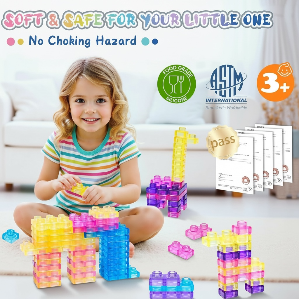 Squishy Jelly Building Blocks (40 pcs) – Sensory Fidget Toy for Kids, Stress Relief & Creative Play