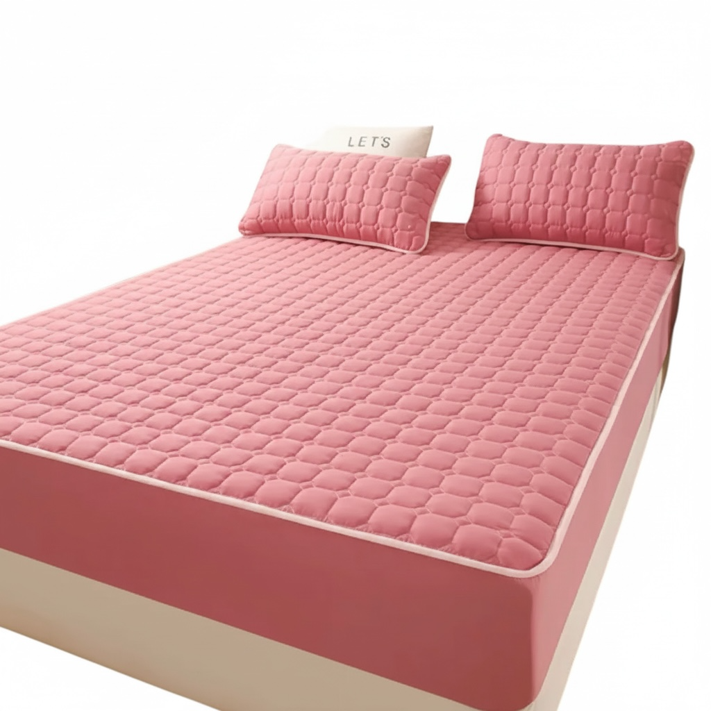 Quilted Bed Sheet – All-Season Polyester Down-Velvet Filled Mattress Cover