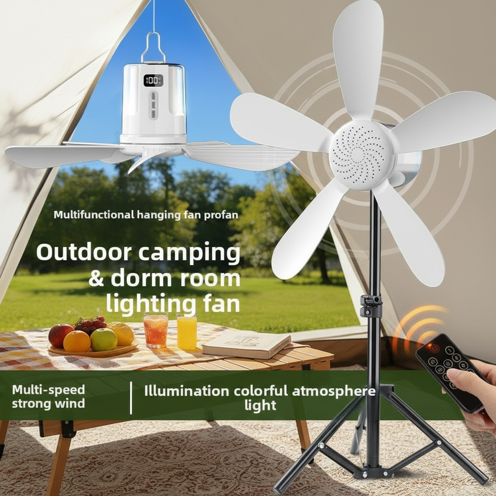 Compact Ceiling Fan with Light & Remote – SX-D40 Silent Rechargeable Dorm Ceiling Fan