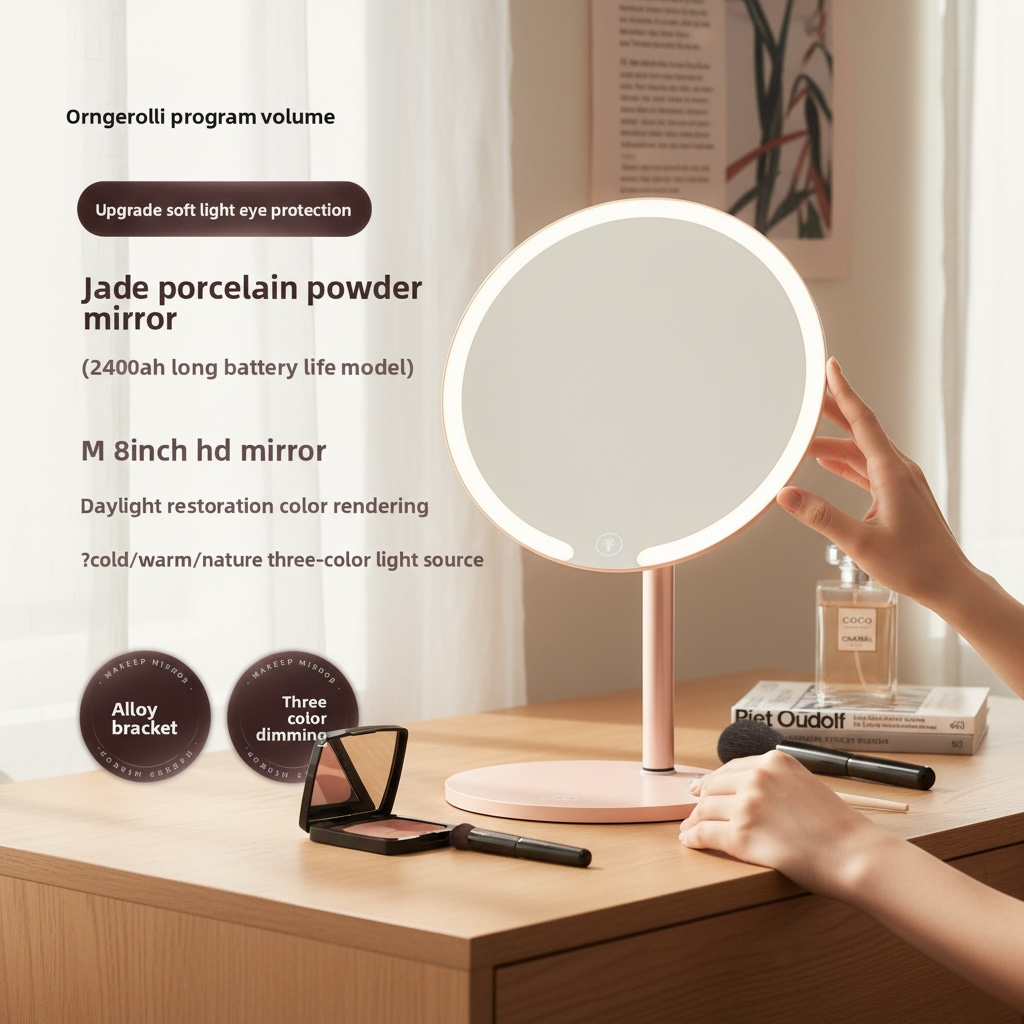 LED Makeup Mirror with Dual-Axis Rotation & Dimmable Light | Modern Goods Living