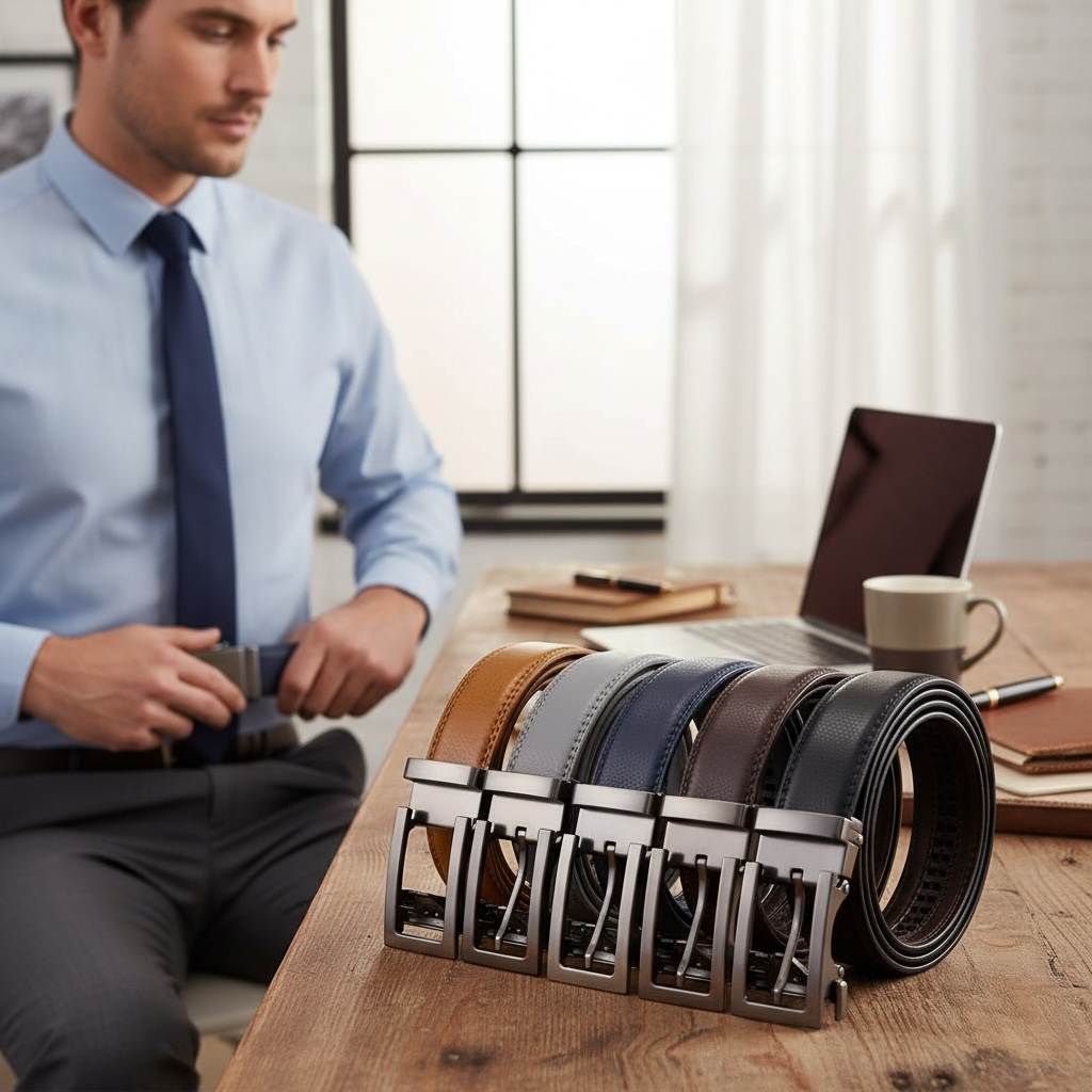 Unisex Automatic Buckle Leather Belt – Classic Business & Casual