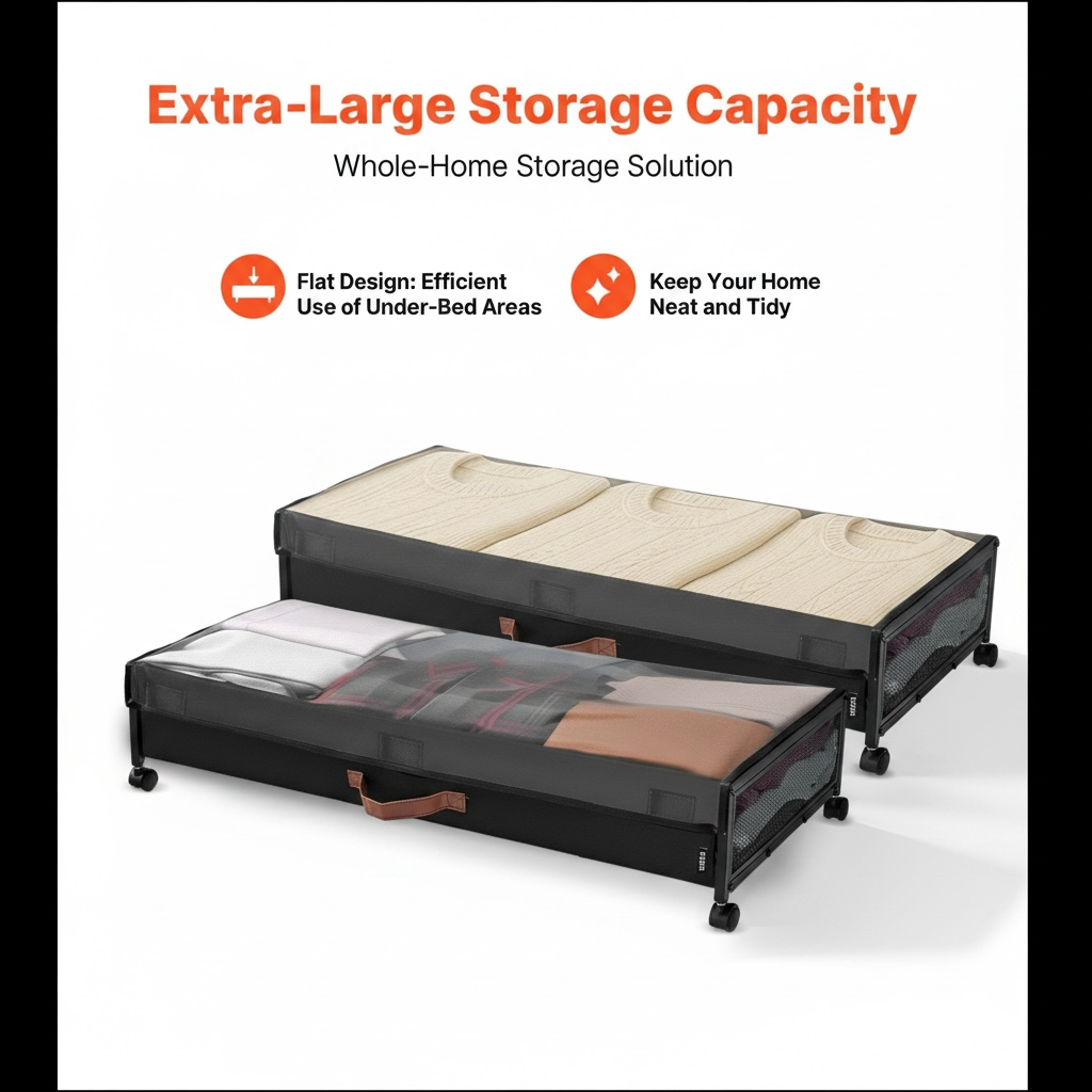 Under Bed Storage with Wheels – 80 lb Capacity