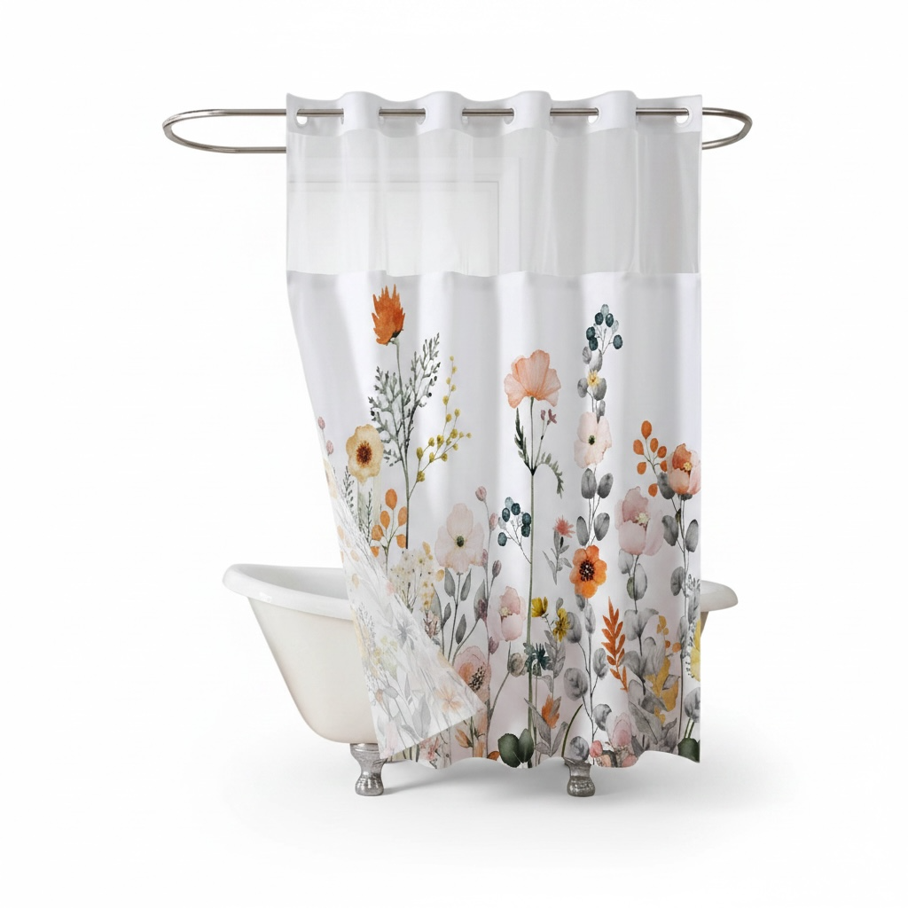 Hook-Free Shower Curtain – Waterproof & Custom Print