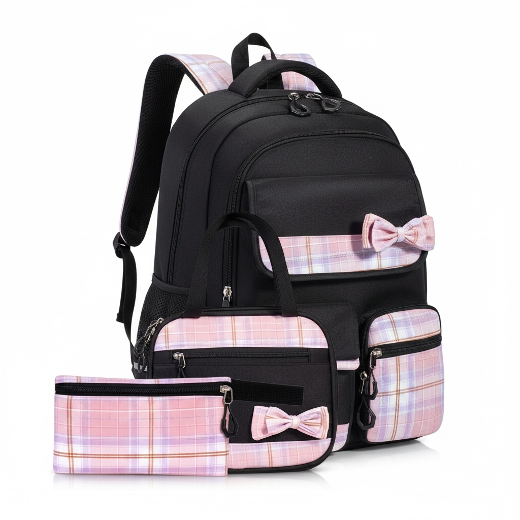 Butterfly Bow School Backpack – Large Capacity Waterproof Girls Bookbag