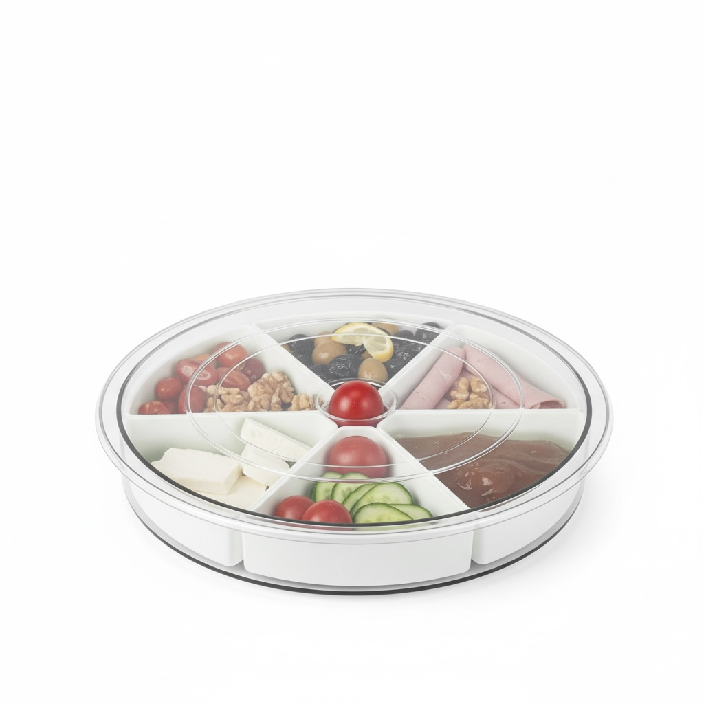 6-Compartment 360° Rotating Breakfast & Snack Server