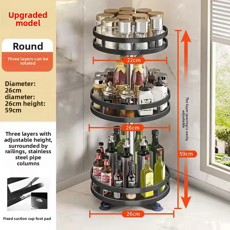 360° Rotating Seasoning Rack – Space-Saving Spice Organizer, Single/Double/Three-Layer