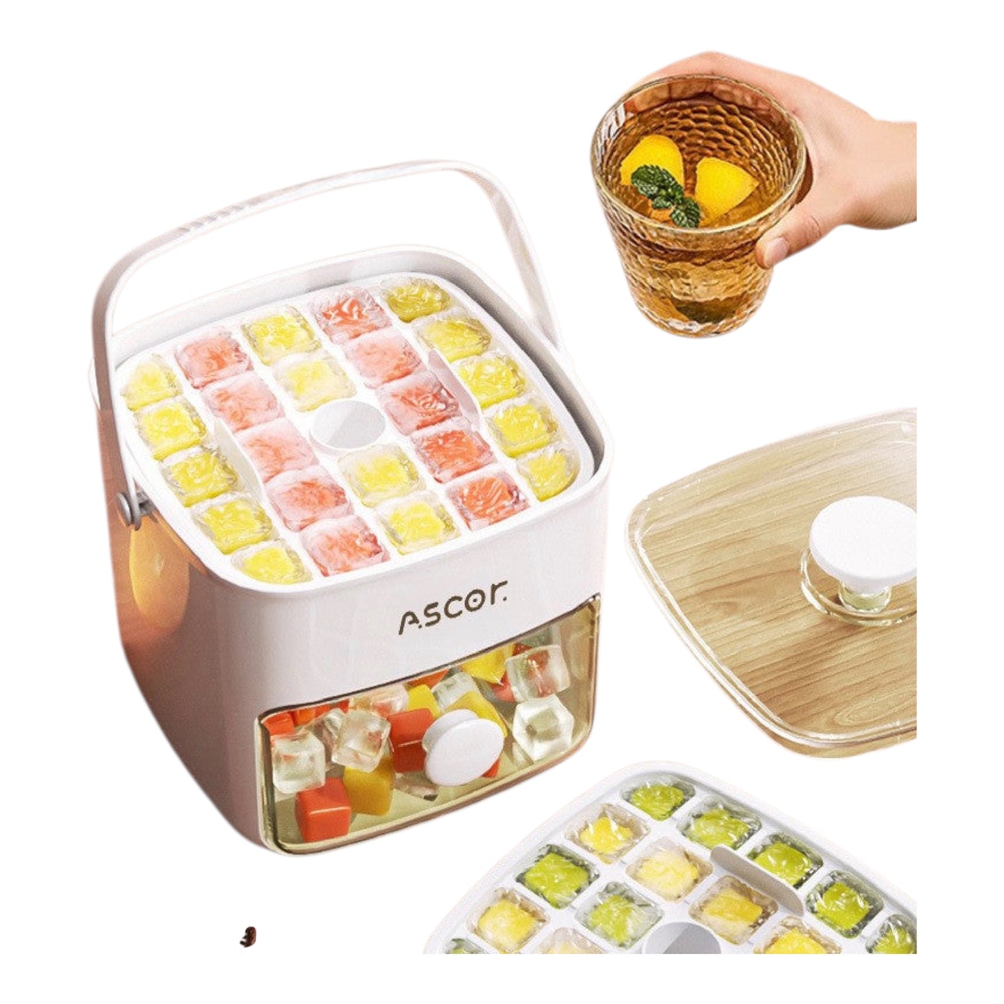 48-Cavity Ice Cube Tray with Storage Box & Lid – Fast Freezing, Easy Release