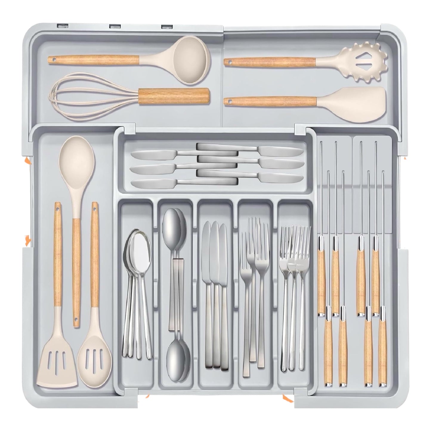 Kitchen Drawer Utensil Organizer | PP Plastic Cutlery Tray with Compartments