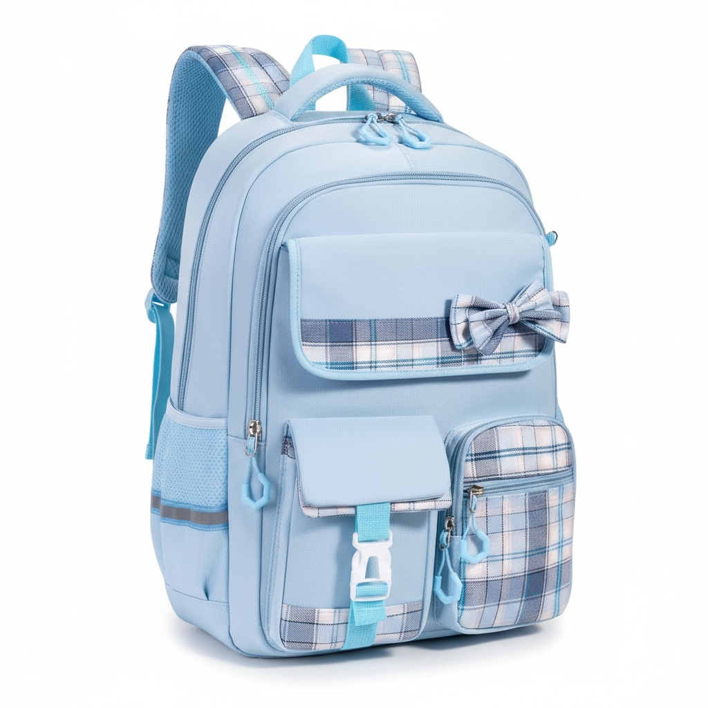Butterfly Bow School Backpack – Large Capacity Waterproof Girls Bookbag