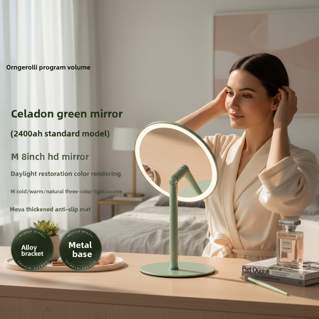 LED Makeup Mirror with Dual-Axis Rotation & Dimmable Light | Modern Goods Living
