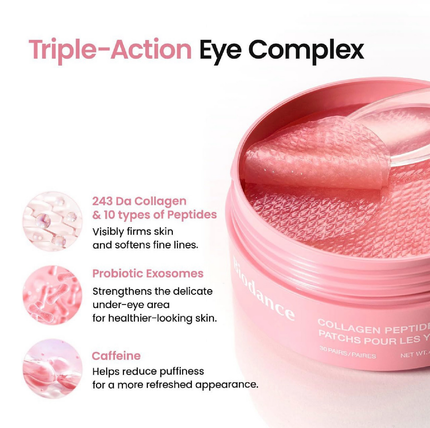 Collagen Peptide Eye Patches (60 Pairs) | Hydrating Under-Eye Mask for Dark Circles & Puffiness