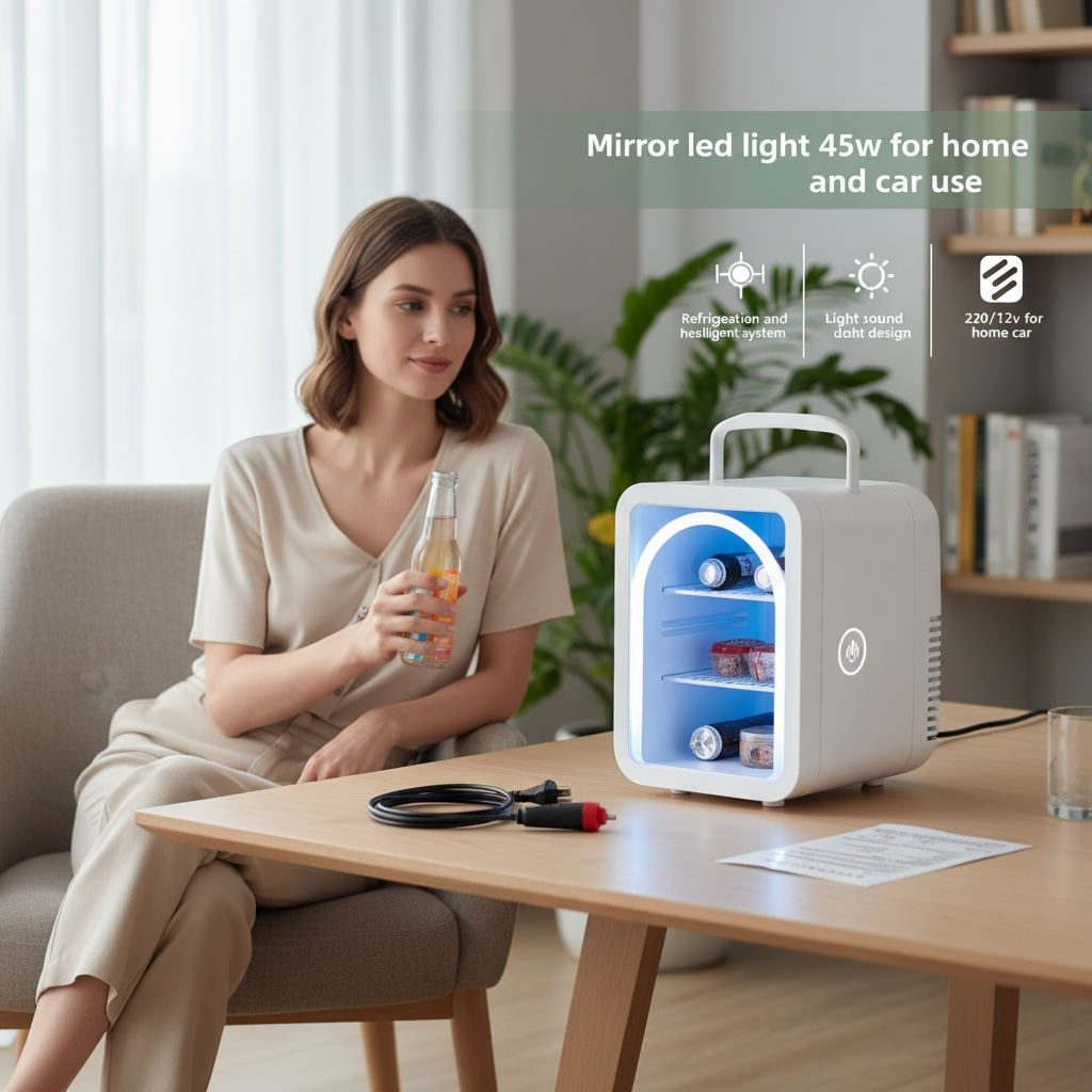 Mini Fridge with Mirror & LED Light 4L | Home & Car Beauty Fridge