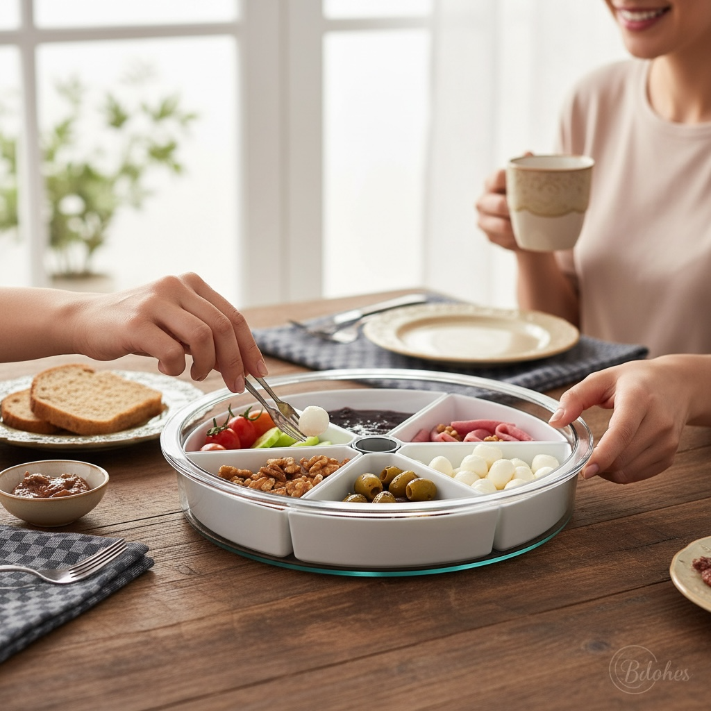 6-Compartment 360° Rotating Breakfast & Snack Server