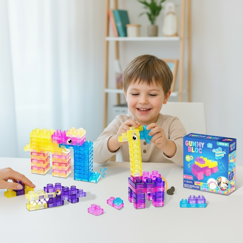 Squishy Jelly Building Blocks (40 pcs) – Sensory Fidget Toy for Kids, Stress Relief & Creative Play