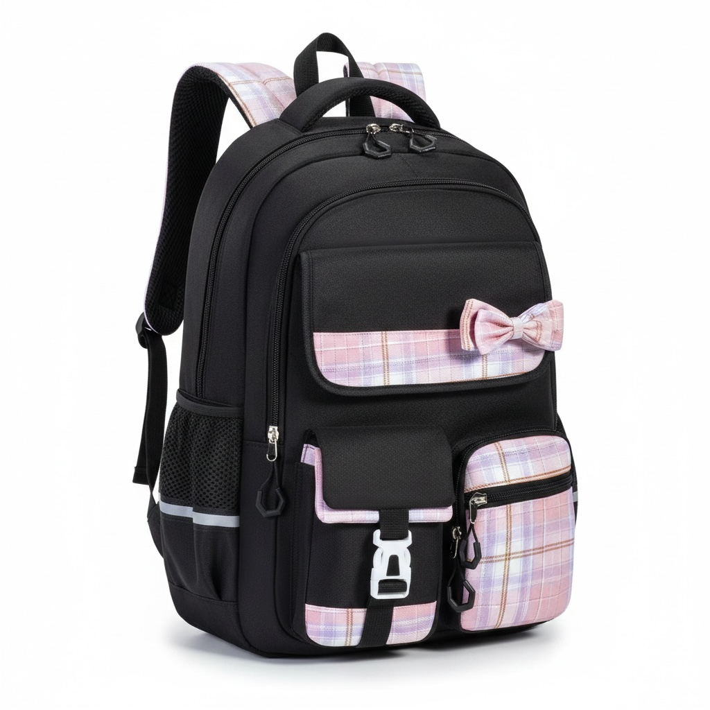 Butterfly Bow School Backpack – Large Capacity Waterproof Girls Bookbag