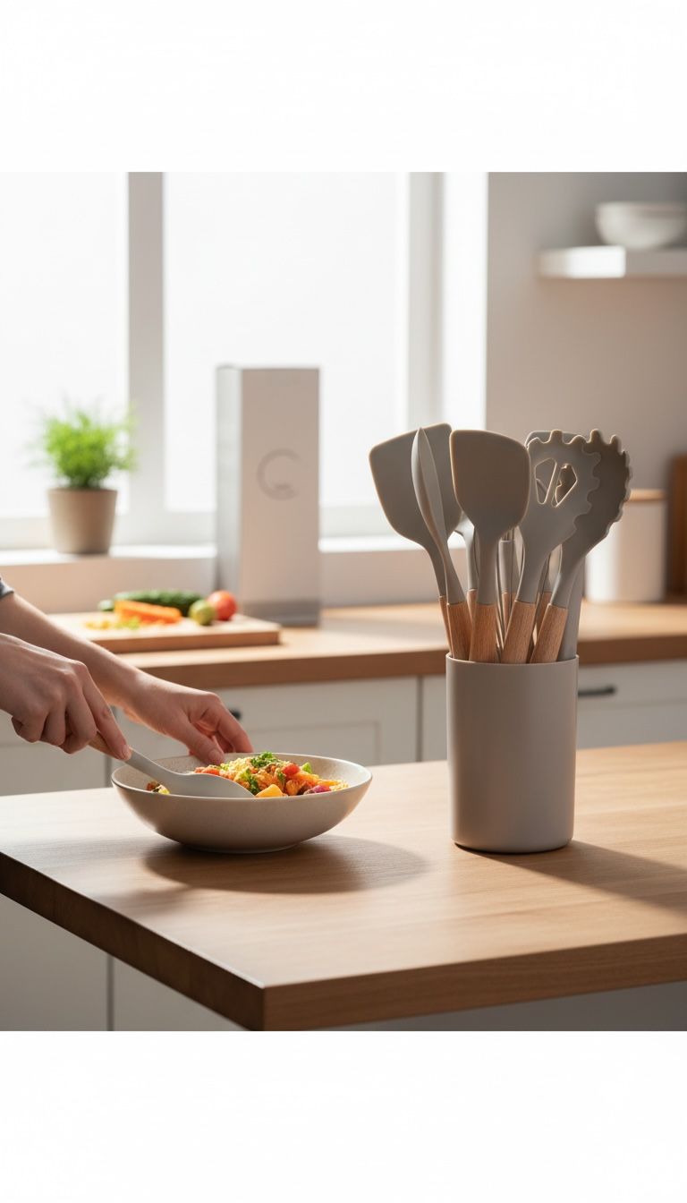 12‑Piece Heat‑Resistant Silicone Kitchen Utensil Set with Holder | Modern Goods Living