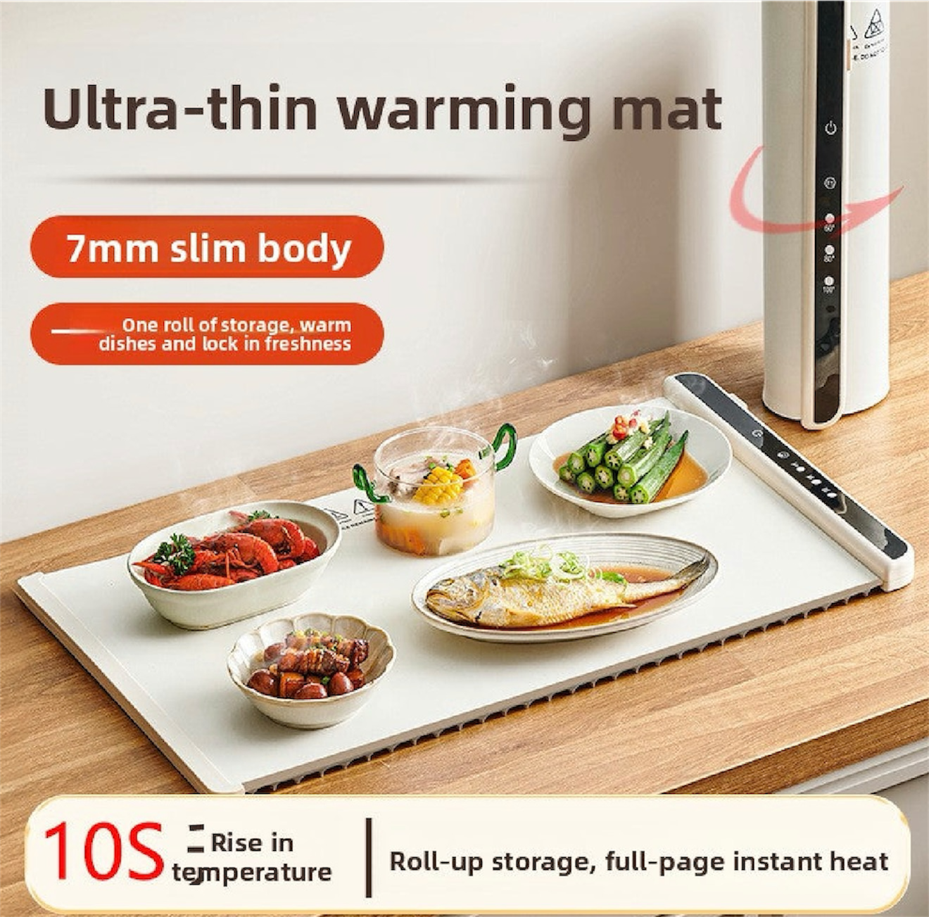 Rapid Heating Food Warming Plate – Foldable, Portable, 10s Heat-Up